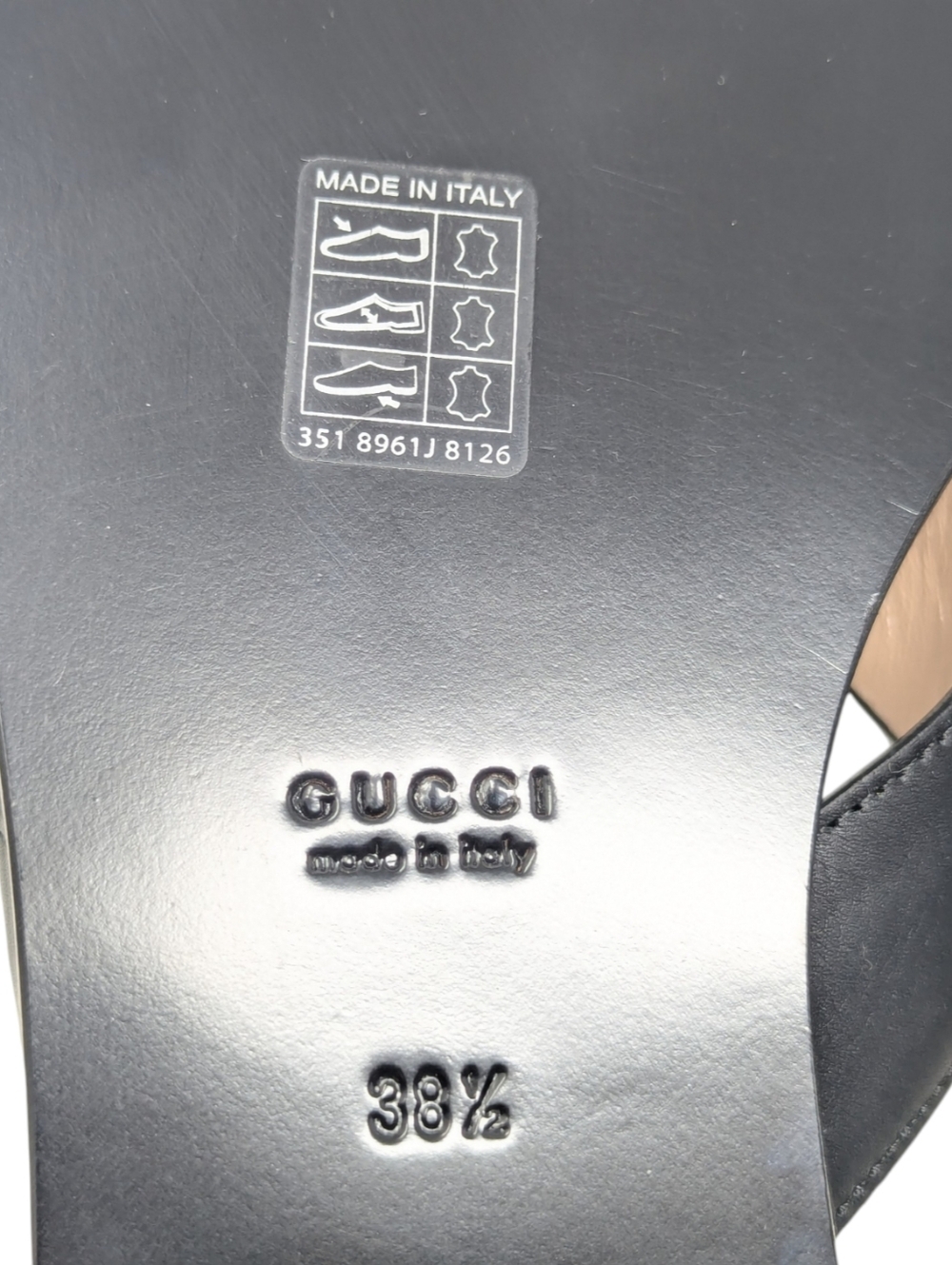 NIB Gucci Interlocking GG Black Thong Leather Flip Flop Sandals Size EU 38.5 - Picture 8 of 10